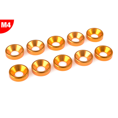 Team Corally - Aluminium Washer - for M4 Flat Head Screws - OD=10mm - Gold - 10 pcs