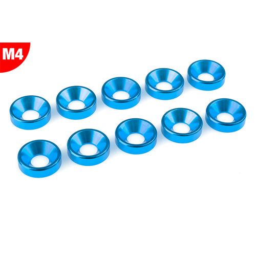Team Corally - Aluminium Washer - for M4 Flat Head Screws - OD=10mm - Blue - 10 pcs