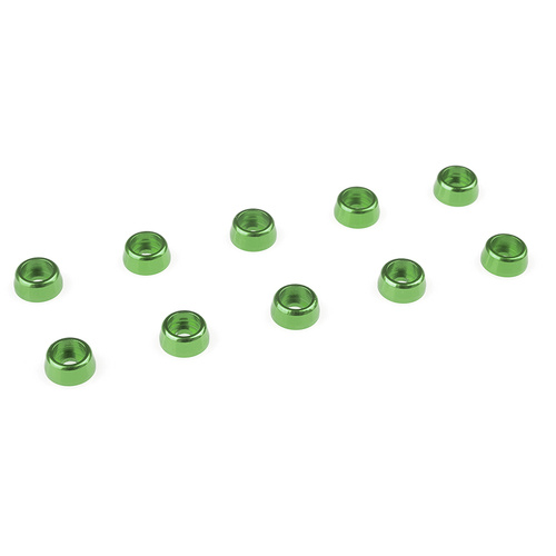 Team Corally - Aluminium Washer - for M2 Socket Head Screws - OD=6mm - Green - 10 pcs