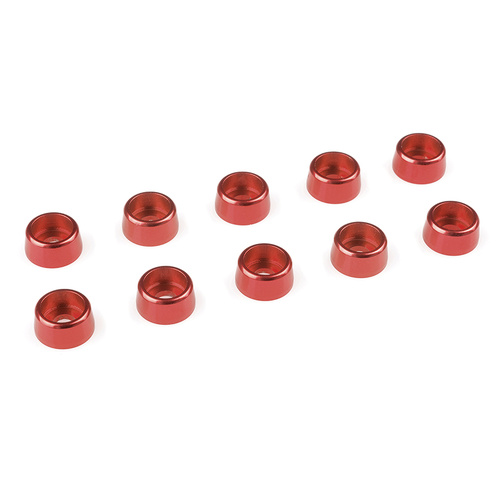 Team Corally - Aluminium Washer - for M3 Socket Head Screws - OD=8mm - Red - 10 pcs