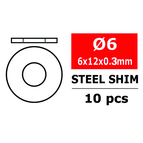 Team Corally - Steel Metric Shim - 6,0x12x0,3mm - 10 pcs