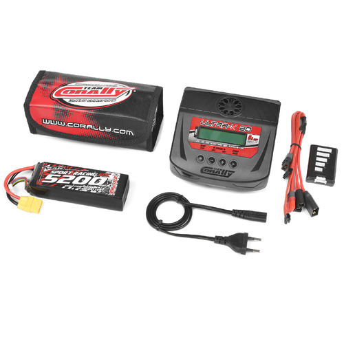 Team Corally - Energy Pack - Lipo 60C - 5200MAH - 4S - XT-90 - Semi-Soft Case + Ultra-X 80 - 1-6S AC/DC Charger + Lipo Safety Bag + Charge-Balance Lea