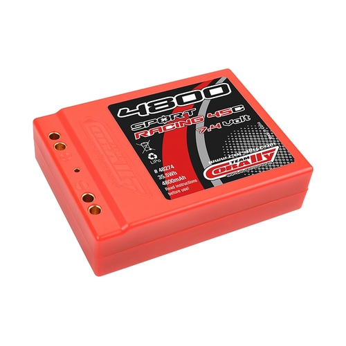Team Corally - Sport Racing 45C - 4800 mAh - 7,4V 2S - Competition Li-Po Battery Pack - Stick SQUARE Hardcase - Dual Gold Connector 4mm