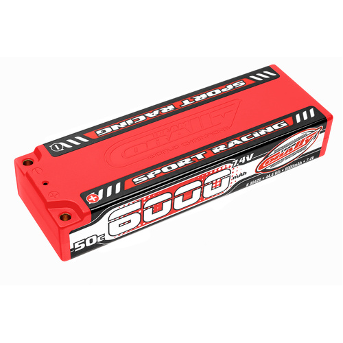 Team Corally - Sport Racing 50C LiPo Battery - 6000mAh - 7.4V - Stick 2S - 4mm Bullit