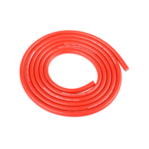 Team Corally - Ultra V+ Silicone Wire - Super Flexible - Red - 14AWG - 1018 / 0.05 Strands - ODø 3.5mm - 1m