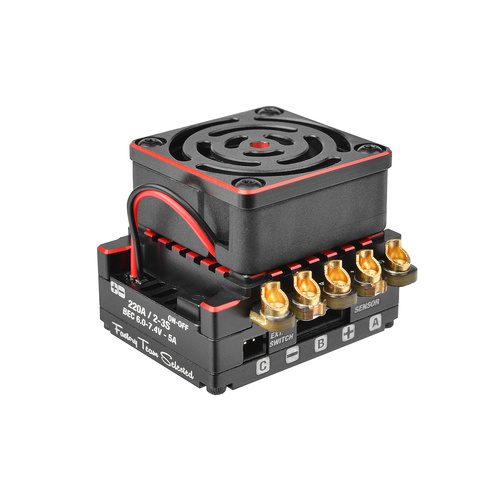 Team Corally - CMM-10 Racing Controller - 2-3S - 220A - BEC 6-7.4V 5A - Sensored-Sensorless - Black - Red Color