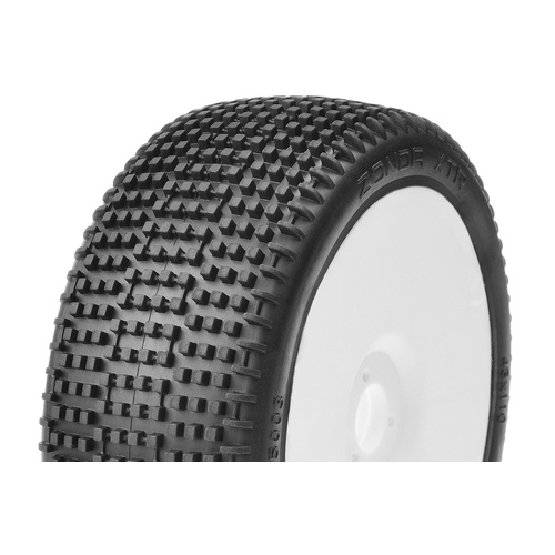 Captic Racing - ZONDA XTR - 1/8 Buggy Tires Mounted - CR-1 (Medium) Racing Compound - White Rims - 1 Pair