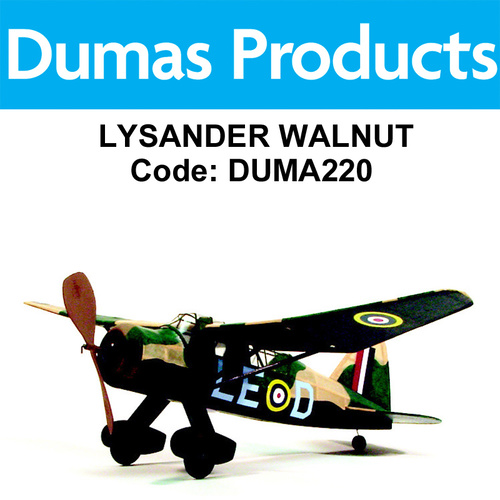 DUMAS 220 LYSANDER WALNUT SCALE 17.5 INCH WINGSPAN RUBBER POWERED
