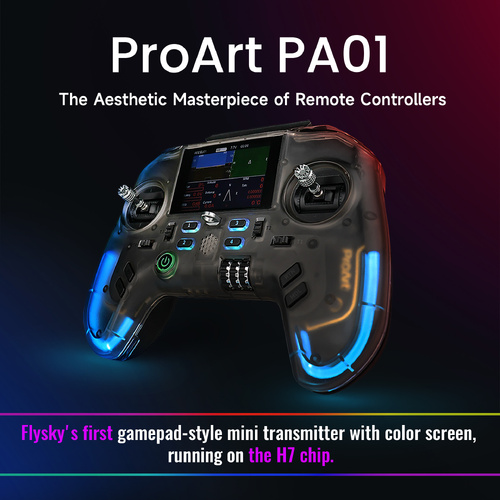Flysky ProArt PA01 2.4GHz 18CH AFHDS 3/ELRS Built-in 500mW Hall Gimbal EdgeTX Raido Controller 2.4-Inch Full-view Color IPS Display for FPV Drone RC C
