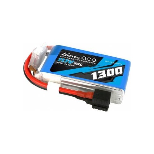 Gens Ace 3S 1300mAh 11.1V 45C Soft Case LiPo Battery (EC3, Deans) - GEA13003S45T3