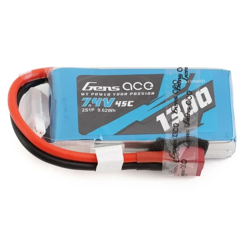 Gens Ace 2S 1300mAh 7.4V 45C Soft Case Lipo Battery (Deans) 