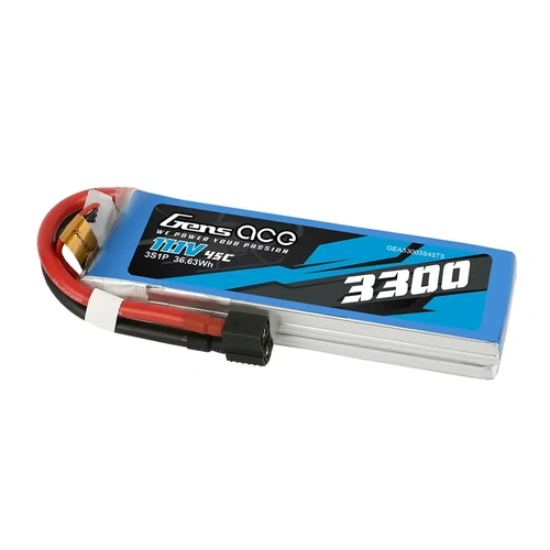      SKU: GEA33004S45T3 Gens Ace 4S 3300mAh 14.8V 45C Soft Case Lipo Battery (1TO3/EC3/Deans)