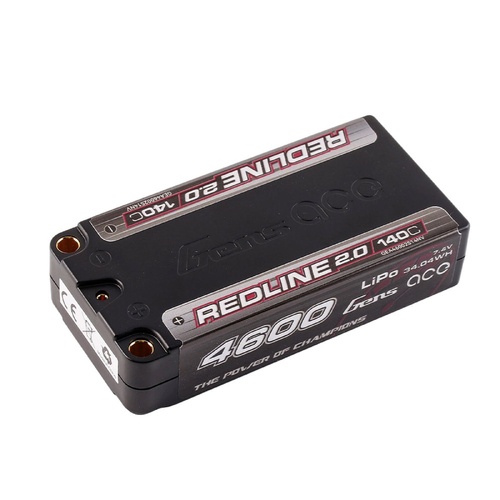 Gens ace 4600mAh 2S 140C 7.4V HardCase 64# Redline 2.0 Series Lipo Battery with 5.0mm bullet