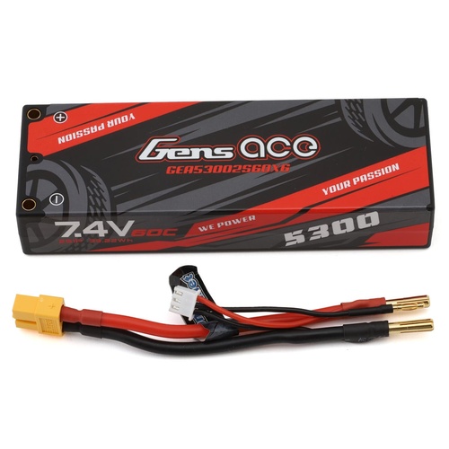 Gens ace 5300mAh 2S 7.4V 60C HardCase Lipo Battery Pack with XT60 plug 10#