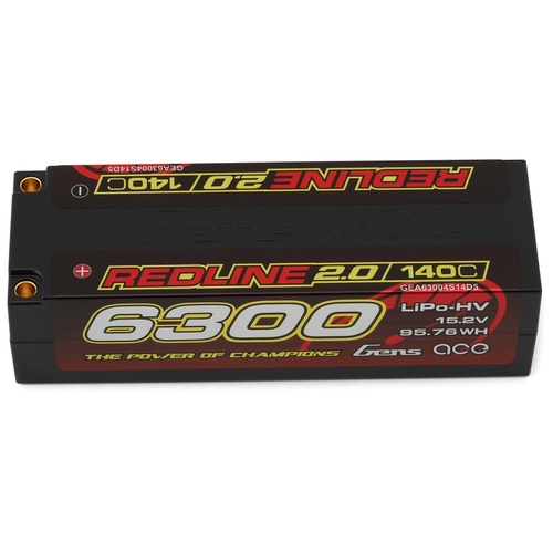 Gens Ace Redline 2.0 4S LiHV Battery 140C (15.2V/6300mAh) w/5.0mm bullet