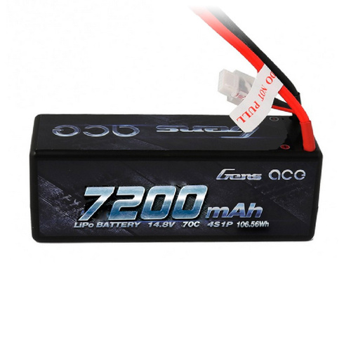 Gens ace 7200mAh 4s 70C 14.8V HardCase Lipo Battery 14# with Deans Plug