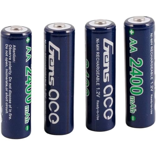 Gens ace 2400mAh 1.2V Ni-MH AA Rechargeable Battery for Mini-Z Competition, Other RC transmitters, Receiver Packs, Robots, and Toys(4Pcs)