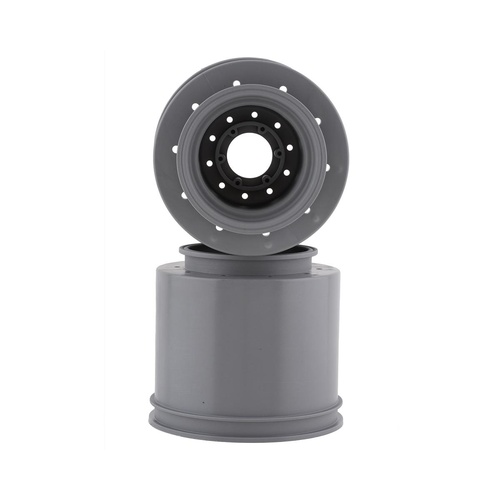Aggressor - 2.6 x 3.8" 17mm hex Monster Truck wheel, (silver) with interchangeable hubs (Traxxas Maxx, Losi LMT)