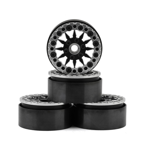 JConcepts Ultra 2.0" Bead-Loc Crawler Wheels (4) (Black/Silver)