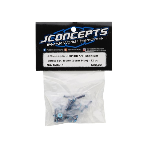 JConcepts RC10 B7.1/B7.1D Titanium Lower Screw Set (Blue) (32)