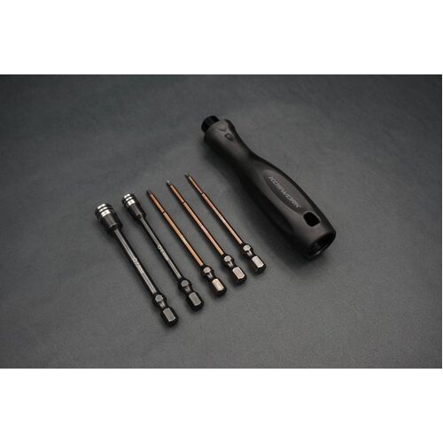 1/4" Drive Hex Wrench Nut Driver Set (1.5, 2.0, 2.5mm Hex & 5.5, 7mm Nut Driver)