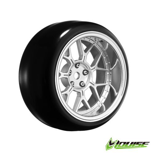 14 SPOKE/MATTE SILVER Pre mount  rim & tyres 2,4,6,8mm OFFSET HEX 12mm 4pcs