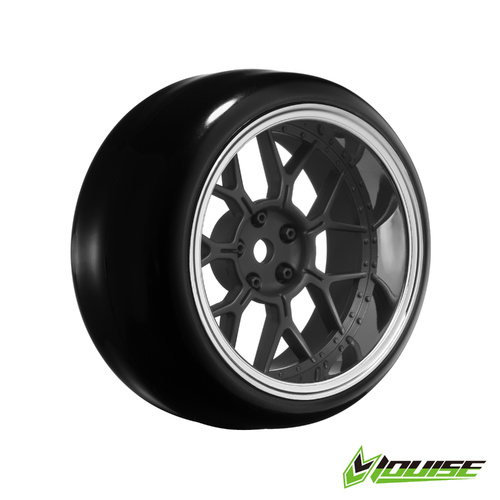 14 SPOKE/MATTE BLACK Pre mount  rim & tyres 2,4,6,8mm OFFSET HEX 12mm 4pcs