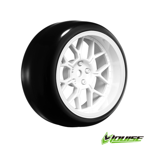 14 SPOKE/GLOSS WHITE Pre mount  rim & tyres 2,4,6,8mm OFFSET HEX 12mm 4pcs