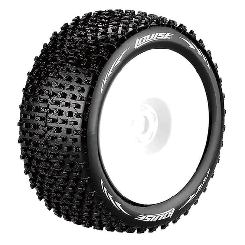 T-PIRATE - 1-8 Truggy Tire Set - Mounted - Super Soft - White Wheels - 0-Offset - Hex 17mm 