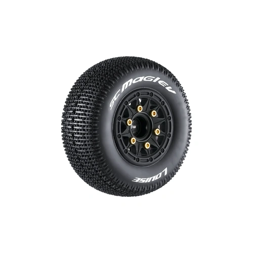 Louise R/C SC-Maglev 1/10 Short Course Tires, Soft, 12, 14 & 17mm Removable Hex on Black Rim