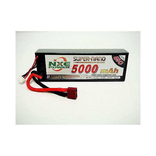 NXE 7.4v 5000mah 45c Hard case Lipo w/Deans