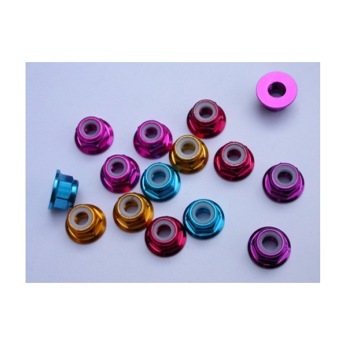 3mm Nylon Nut 2/flange Blue (4)