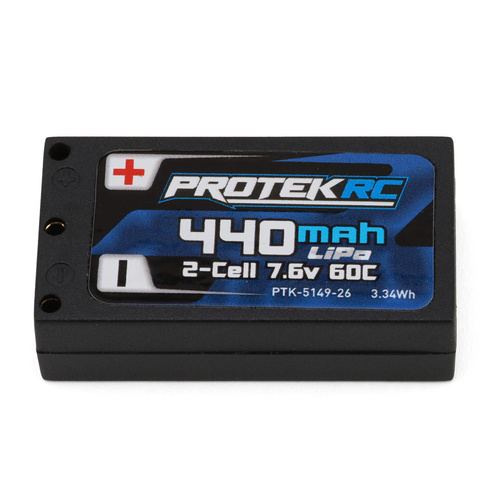 ProTek RC 2S 60C Low IR 1/28 Hard Case LiPo (7.6v/440mah) w/2mm Bullets