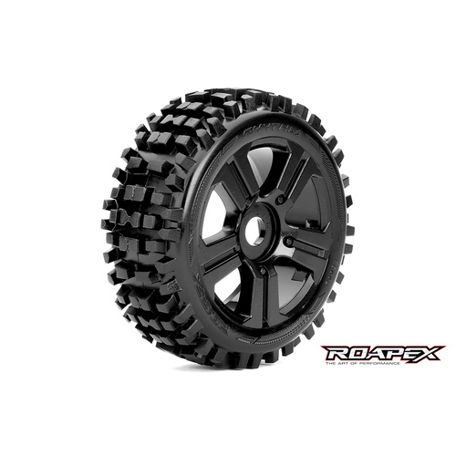 ####RHYTHM 1/8 BUGGY TIRE BLACK WHEEL WITH 17MM HEX MOUNTED