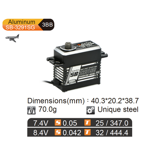Savox SB-3291SG high-performance, high-voltage brushless servo designed specifically for RC helicopter tail control and demanding 3D aerobatics