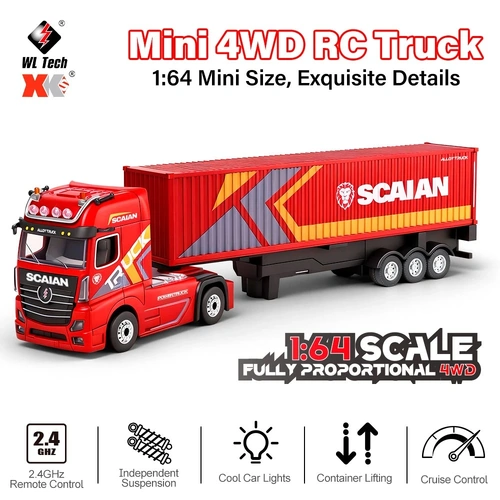 Wltoys 6408 1/64 RC Car Mini 4WD Container Truck 3 Speed 